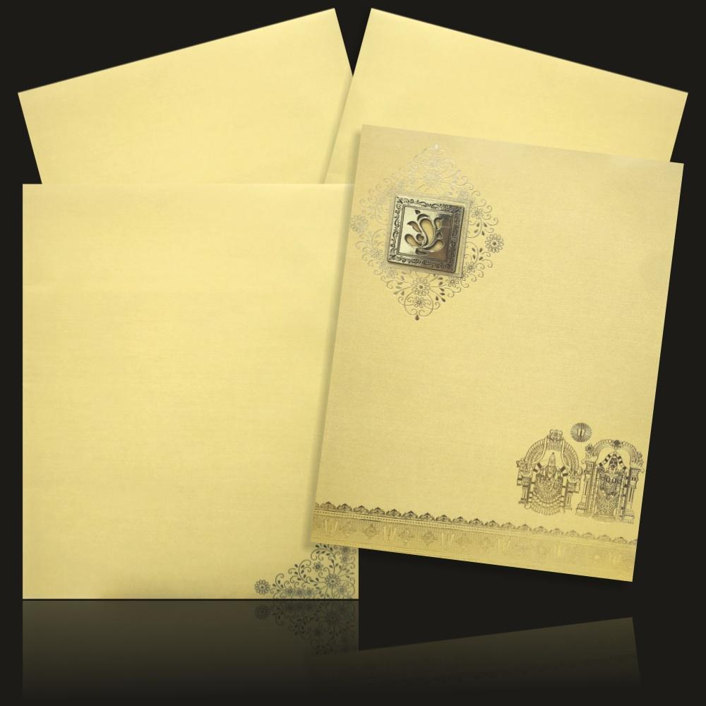 Magnificent Gold Shading With Ganesha Wedding Card-KNK50131-1
